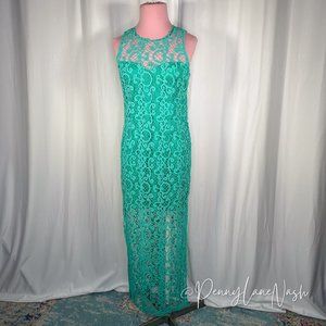 Daisy Sleeveless Crochet Lace Maxi Dress Green